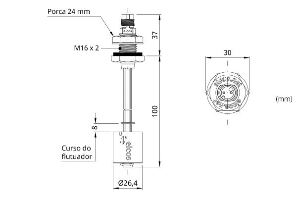 LD361-M12 - Chave de Nível Tipo Bóia Eicos