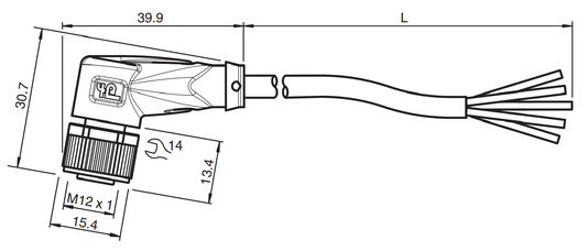 021972 - Cabo com Conector Angular Pepperl Fuchs V15-W-2M-PUR
