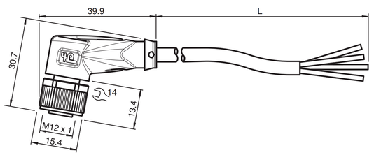 032797 - Cabo com Conector Angular Pepperl Fuchs V1-W-2M-PVC