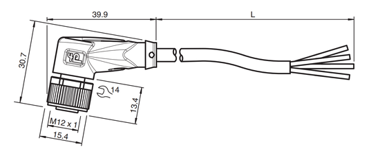 032798 - Cabo com Conector Angular Pepperl Fuchs V1-W-5M-PVC