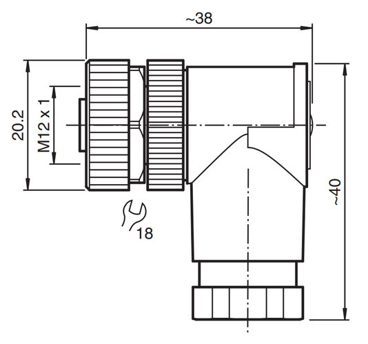 117133 - Conector Fêmea Angular Pepperl Fuchs V15-W-PG9