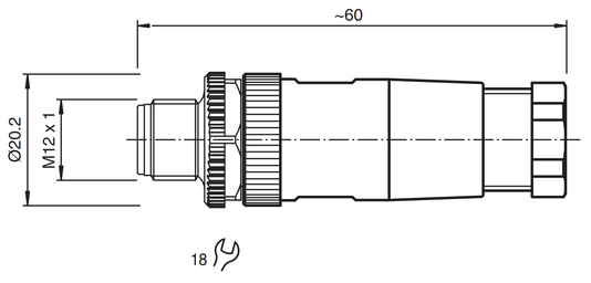 129387 - Conector Macho Reto Pepperl Fuchs V1S-G-PG9