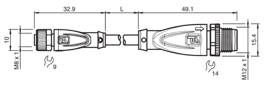 213932 - Cabo com Conector Reto Pepperl Fuchs V3-GM-0,6M-PUR-V11-G