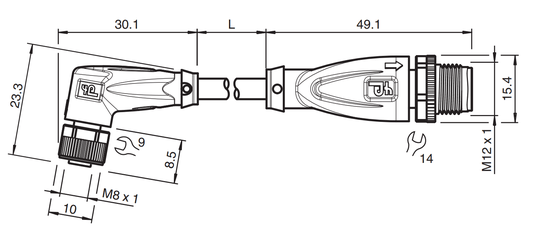 314707 - Cabo com Conector Pepperl Fuchs V31-WM-BK0,6M-PUR-A-V1-G
