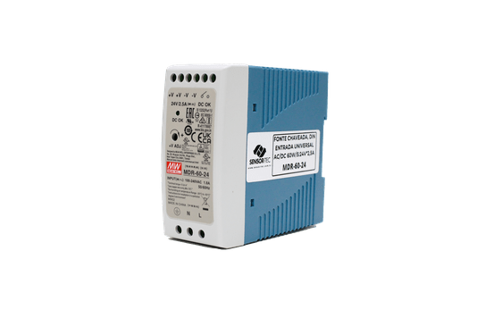 MDR-60-24 - Fonte Chaveada, DIN Entrada Universal AC/DC 60W/S:24V*2,5A