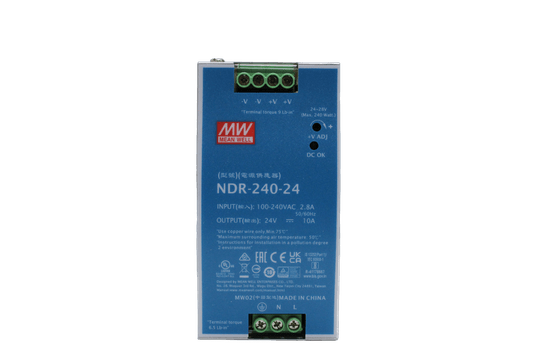 NDR-240-24 - Fonte Chaveada, DIN Entrada Universal AC/DC 240W/S:24V*10A